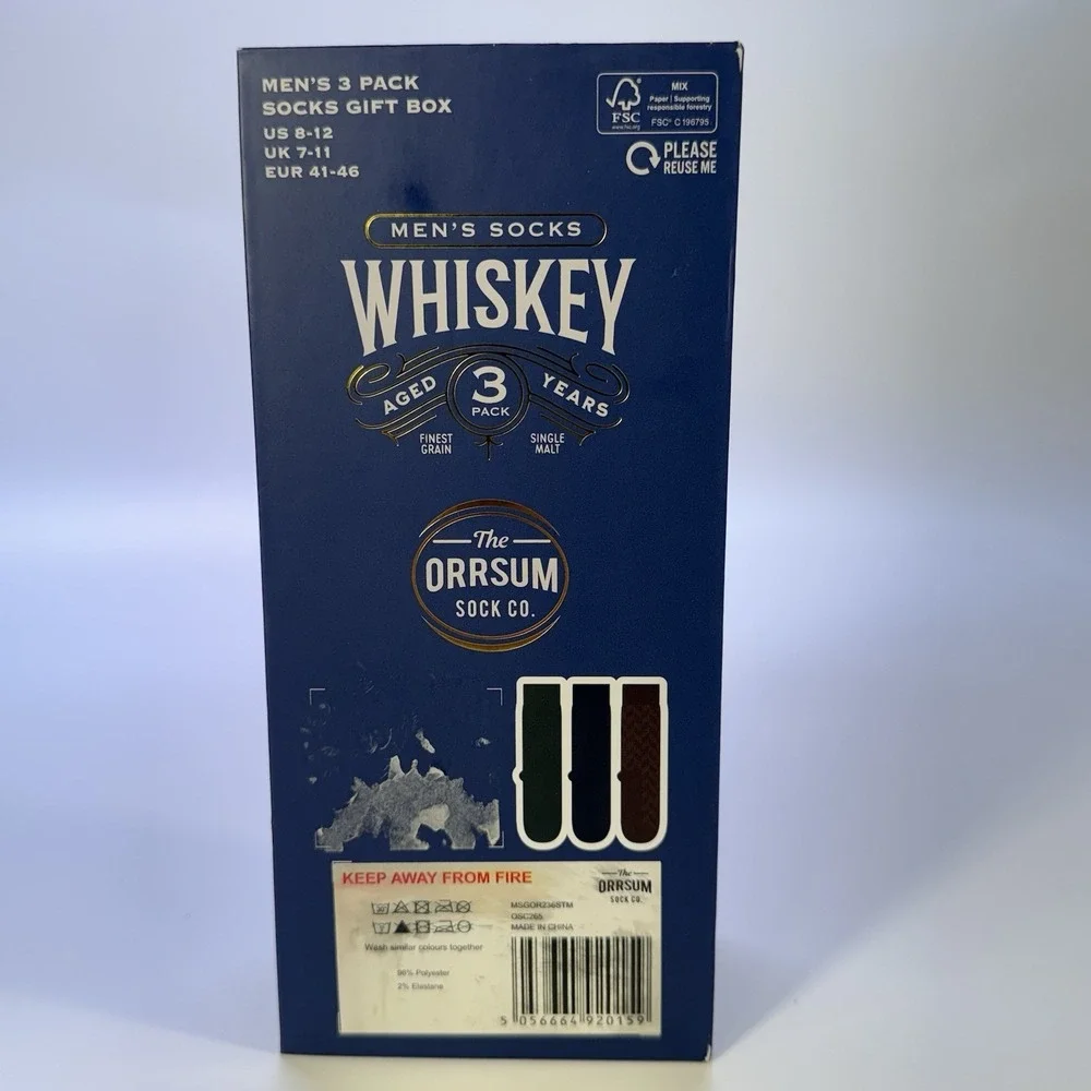 Whiskey Socks 3 Pairs Men's Crew Socks Size 8-12 NIB Black Blue Red‎ New